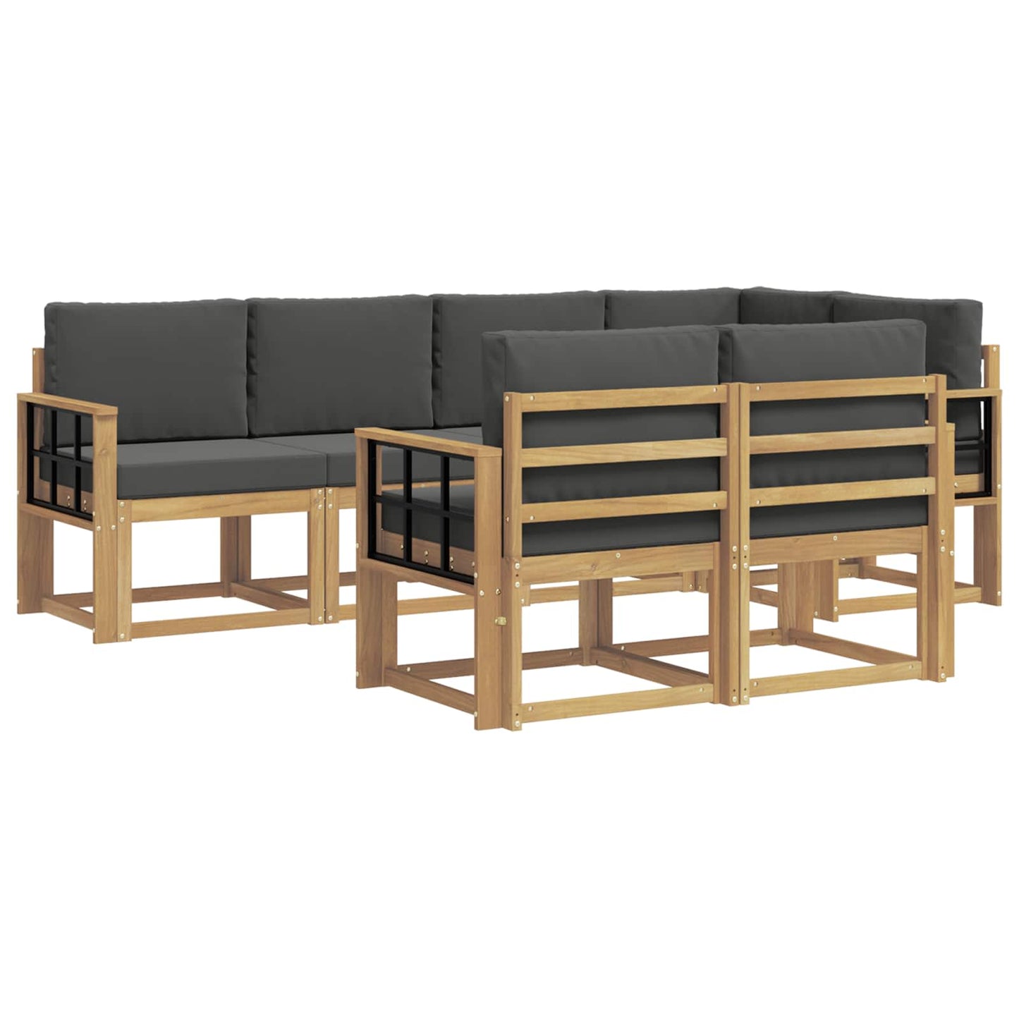 vidaXL Σειρά Καναπέ Εξωτερικού 7 pcs Άσπρο και Ανθρακί Πολυεστέρας