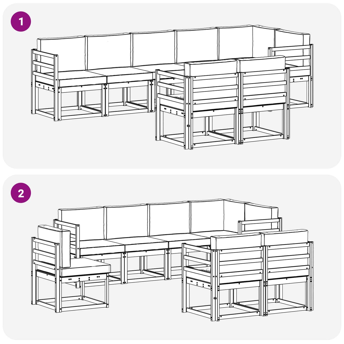 vidaXL Σειρά Καναπέ Εξωτερικού 8 pcs Λευκό και Ανοιχτό Γκρι