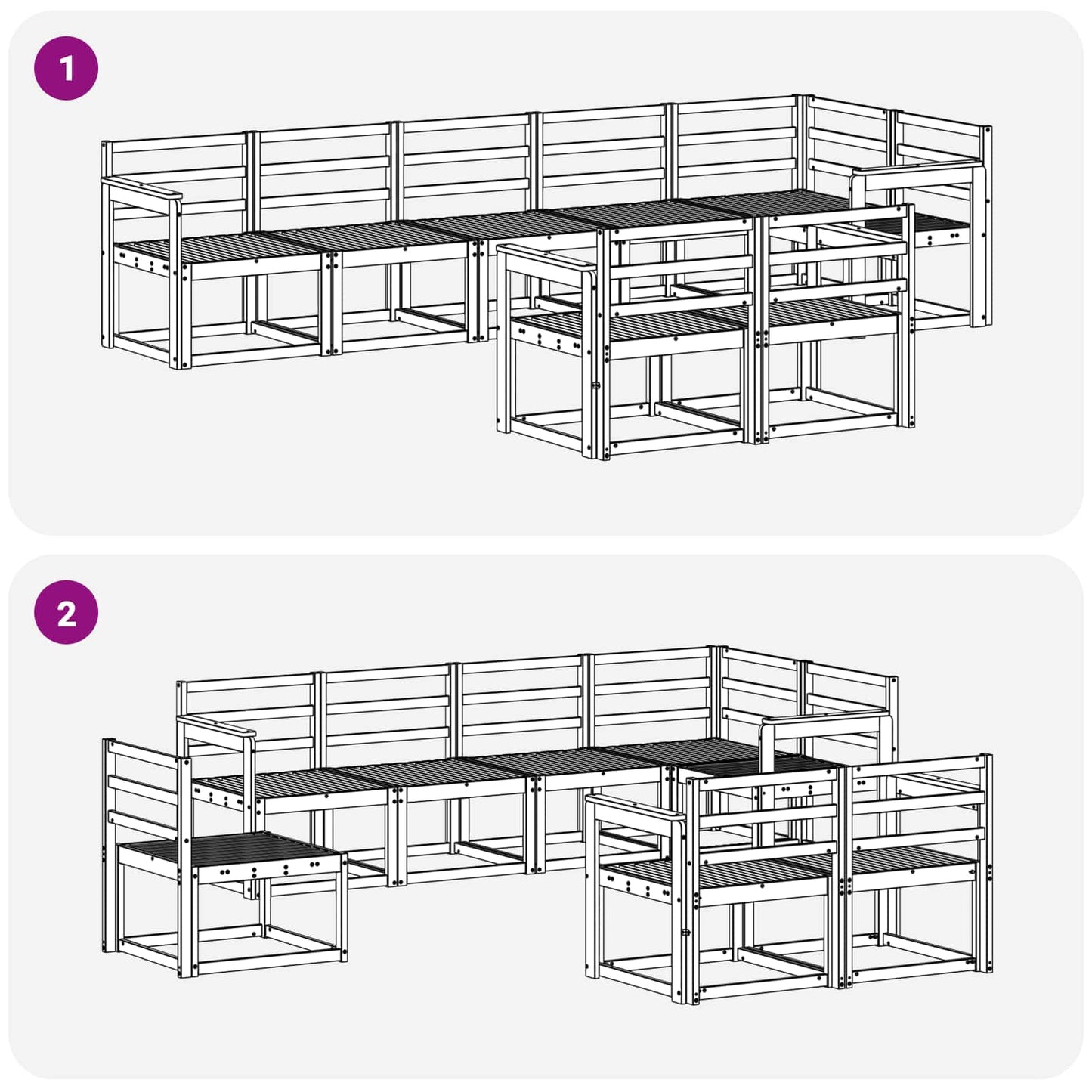 vidaXL Σειρά Καναπέ Εξωτερικού 8 pcs Λευκό Στερεό Ξύλο Ακακίας
