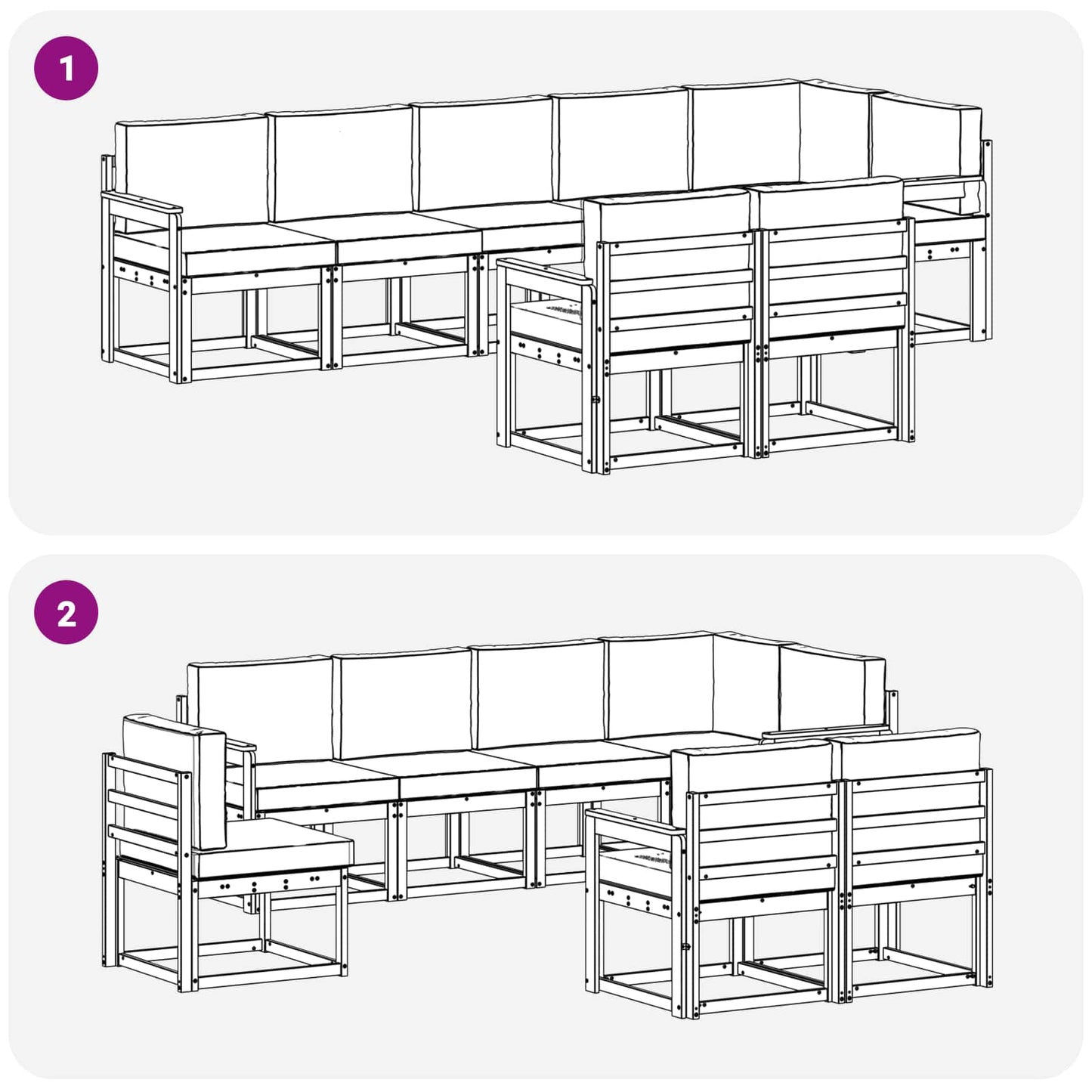 vidaXL Σειρά Καναπέ Εξωτερικού 8 pcs Λευκό και Κρεμ Πολυεστέρας