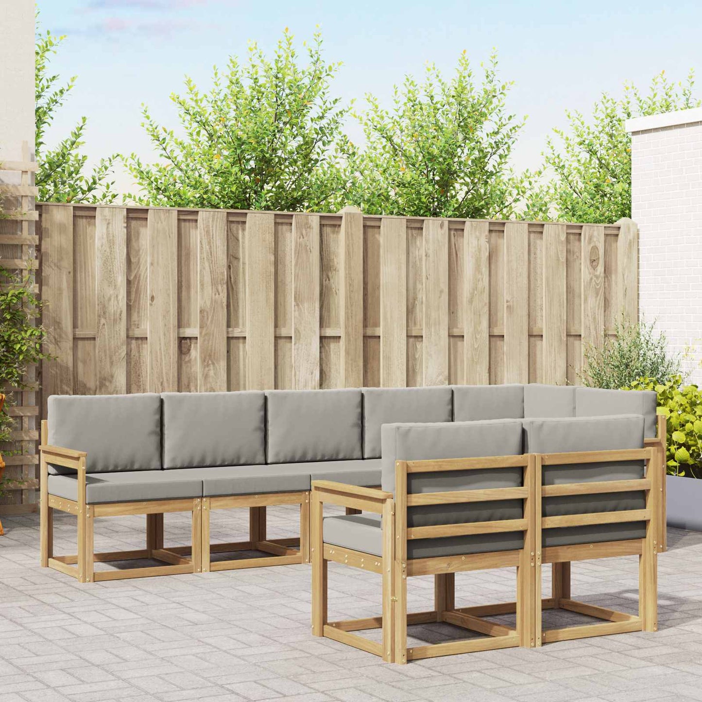 vidaXL Σειρά Καναπέ Εξωτερικού 8 pcs Λευκό και Ανοιχτό Γκρι