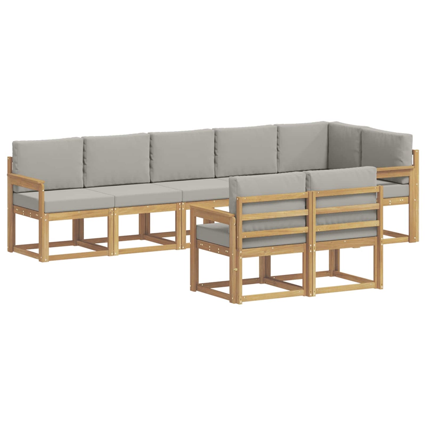vidaXL Σειρά Καναπέ Εξωτερικού 8 pcs Λευκό και Ανοιχτό Γκρι