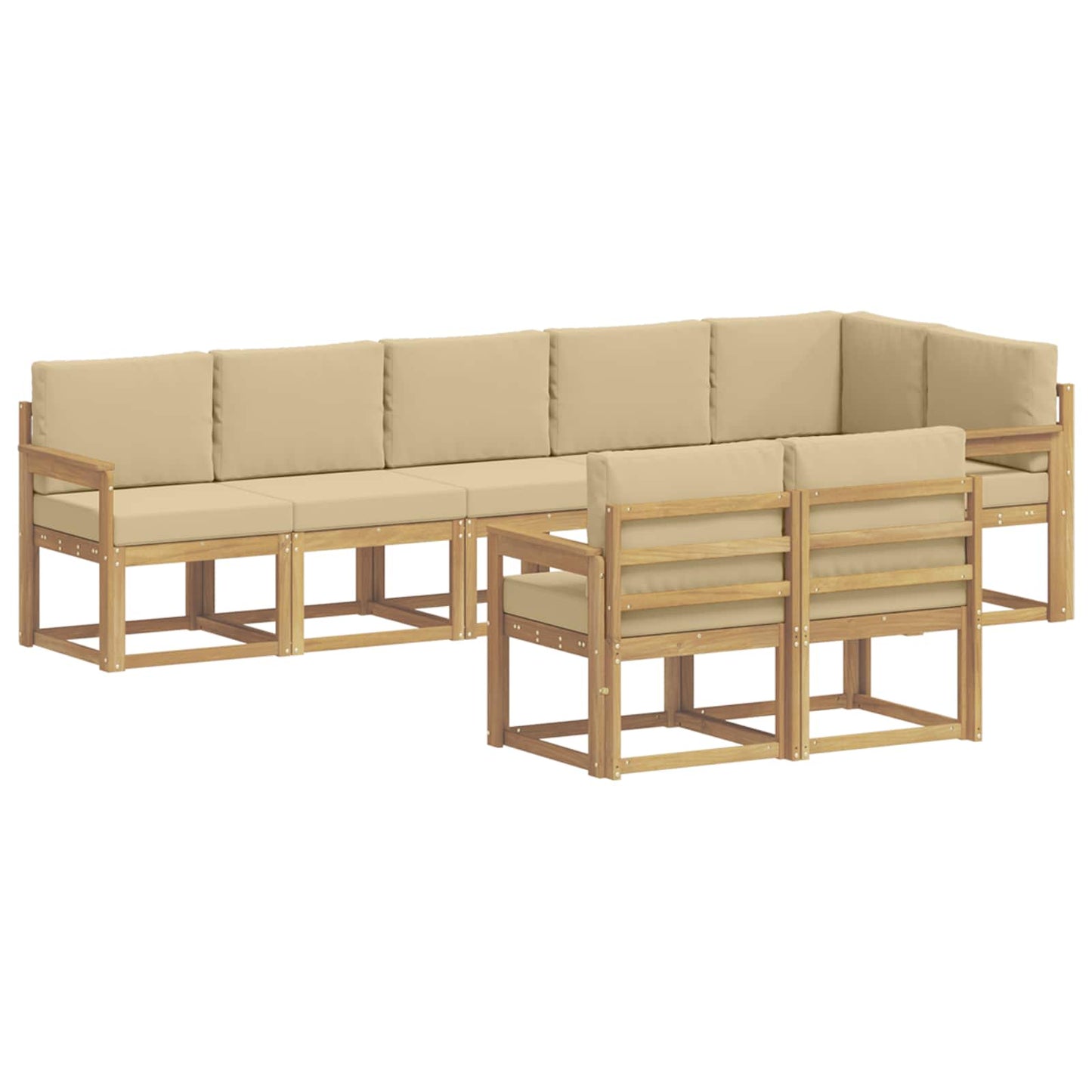 vidaXL Σειρά Καναπέ Εξωτερικού 8 pcs Λευκό και Μπεζ Πολυεστέρας
