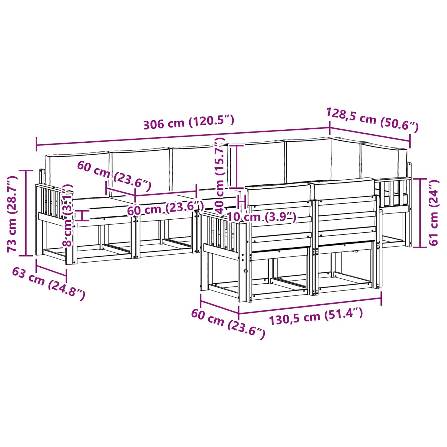 vidaXL Σειρά Καναπέ Εξωτερικού 8 pcs Λευκό και Κρεμ Πολυεστέρας