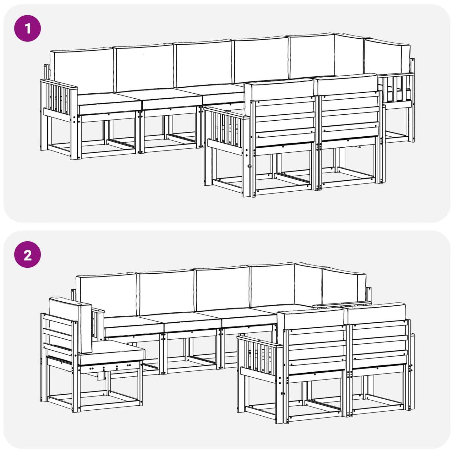 vidaXL Σειρά Καναπέ Εξωτερικού 8 pcs Λευκό και Μπεζ Πολυεστέρας
