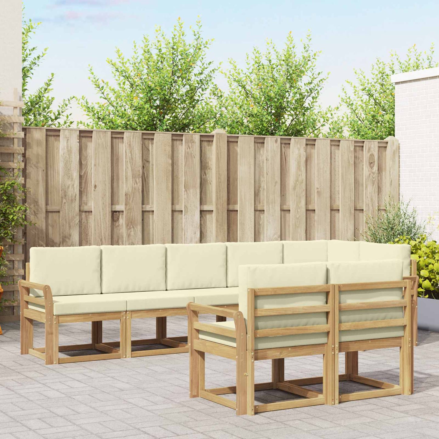 vidaXL Σειρά Καναπέ Εξωτερικού 8 pcs Λευκό και Κρεμ Πολυεστέρας