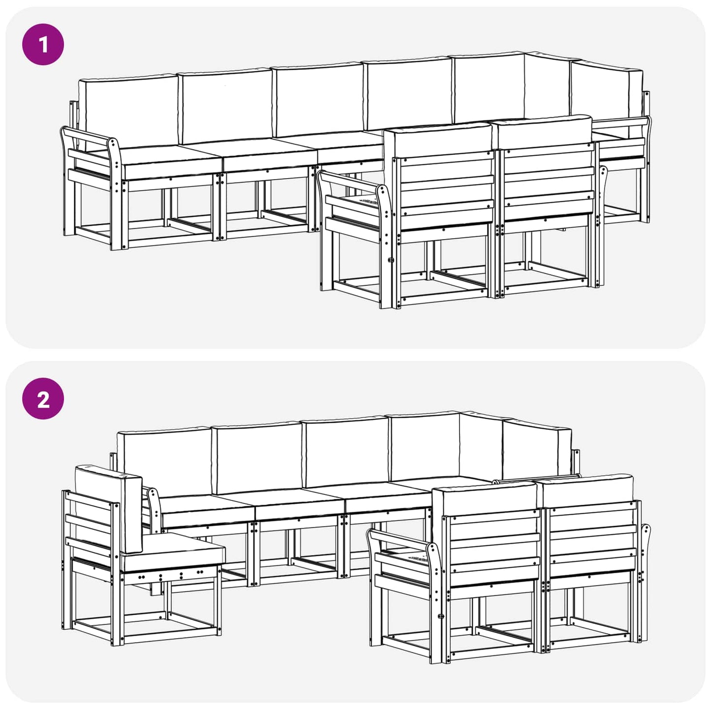 vidaXL Σειρά Καναπέ Εξωτερικού 8 pcs Λευκό και Κρεμ Πολυεστέρας