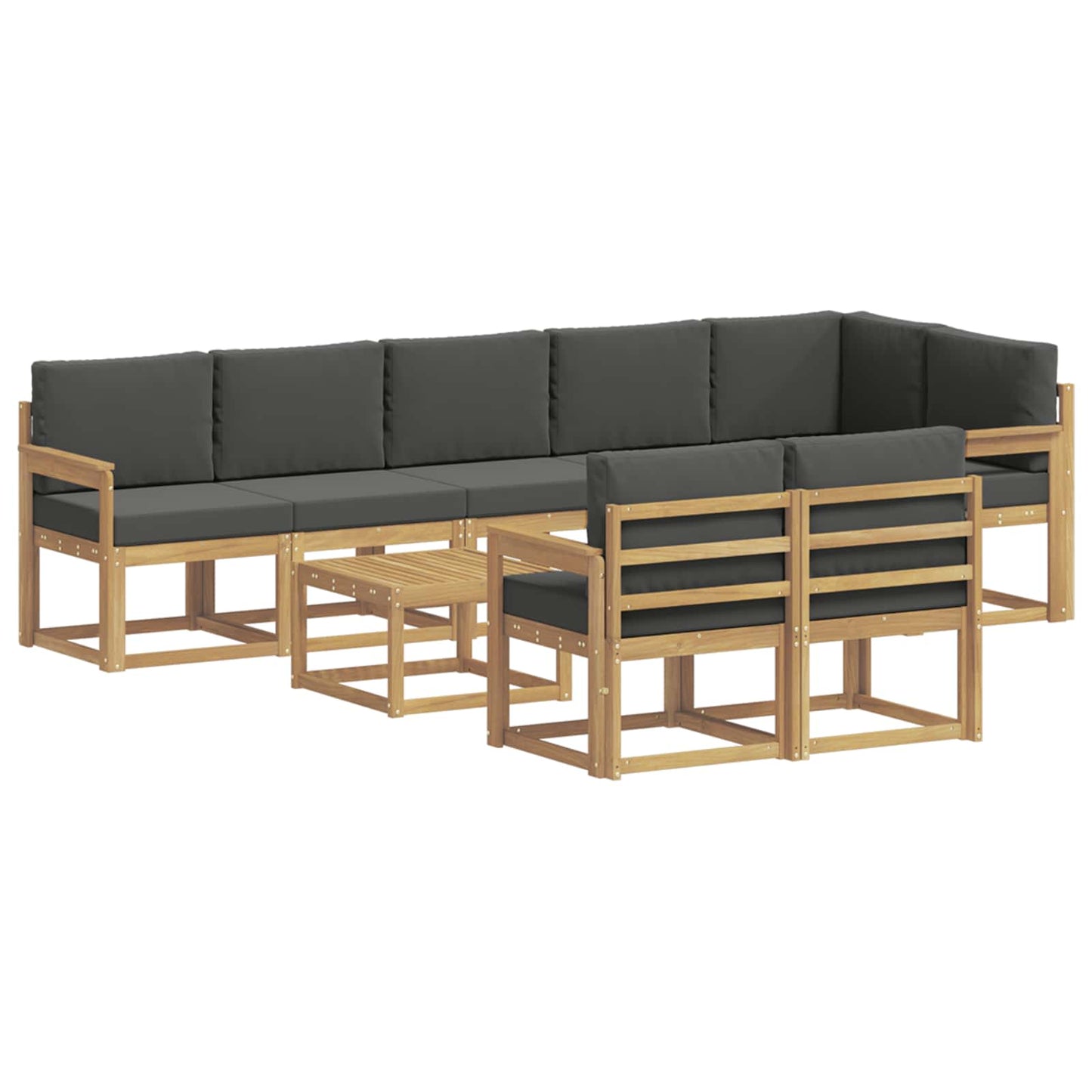 vidaXL Σειρά Καναπέ Εξωτερικού 9 pcs Άσπρο και Ανθρακί Πολυεστέρας