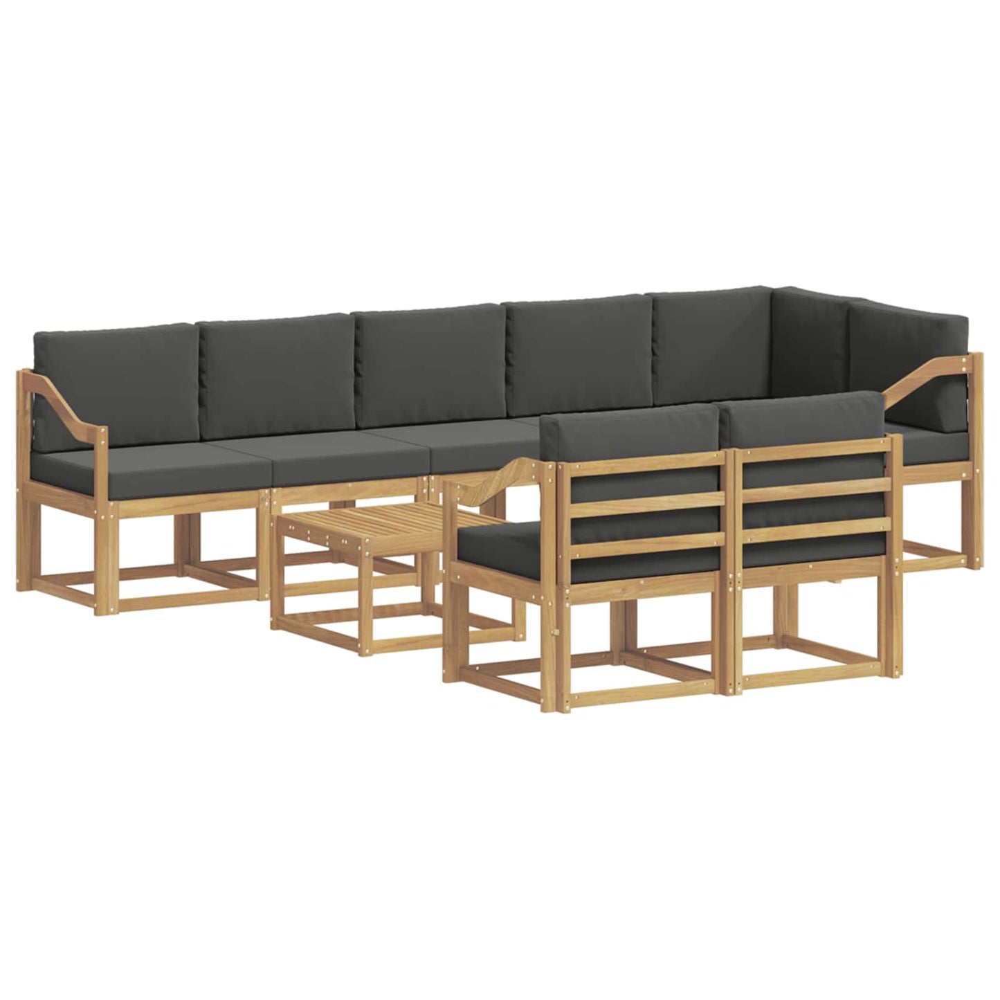 vidaXL Σειρά Καναπέ Εξωτερικού 9 pcs Άσπρο και Ανθρακί Πολυεστέρας