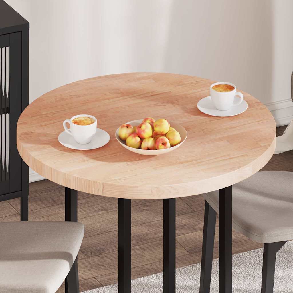 vidaXL Καπάκι τραπεζιού Ανοιχτό καφέ Ø 80 x 4 cm Στερεό ξύλο δρυός