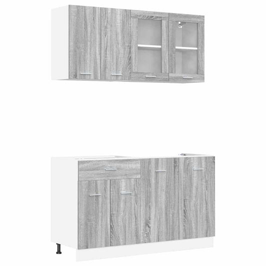 vidaXL Σετ ντουλαπιών κουζίνας 4 pcs Γκρι sonoma 140 x 46 x 81.5 εκ