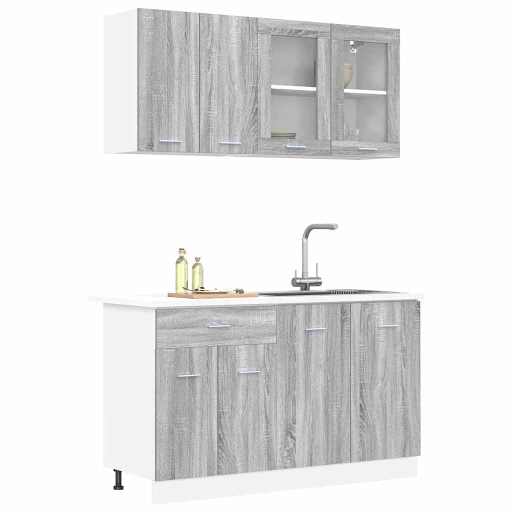 vidaXL Σετ ντουλαπιών κουζίνας 4 pcs Γκρι sonoma 140 x 46 x 81.5 εκ