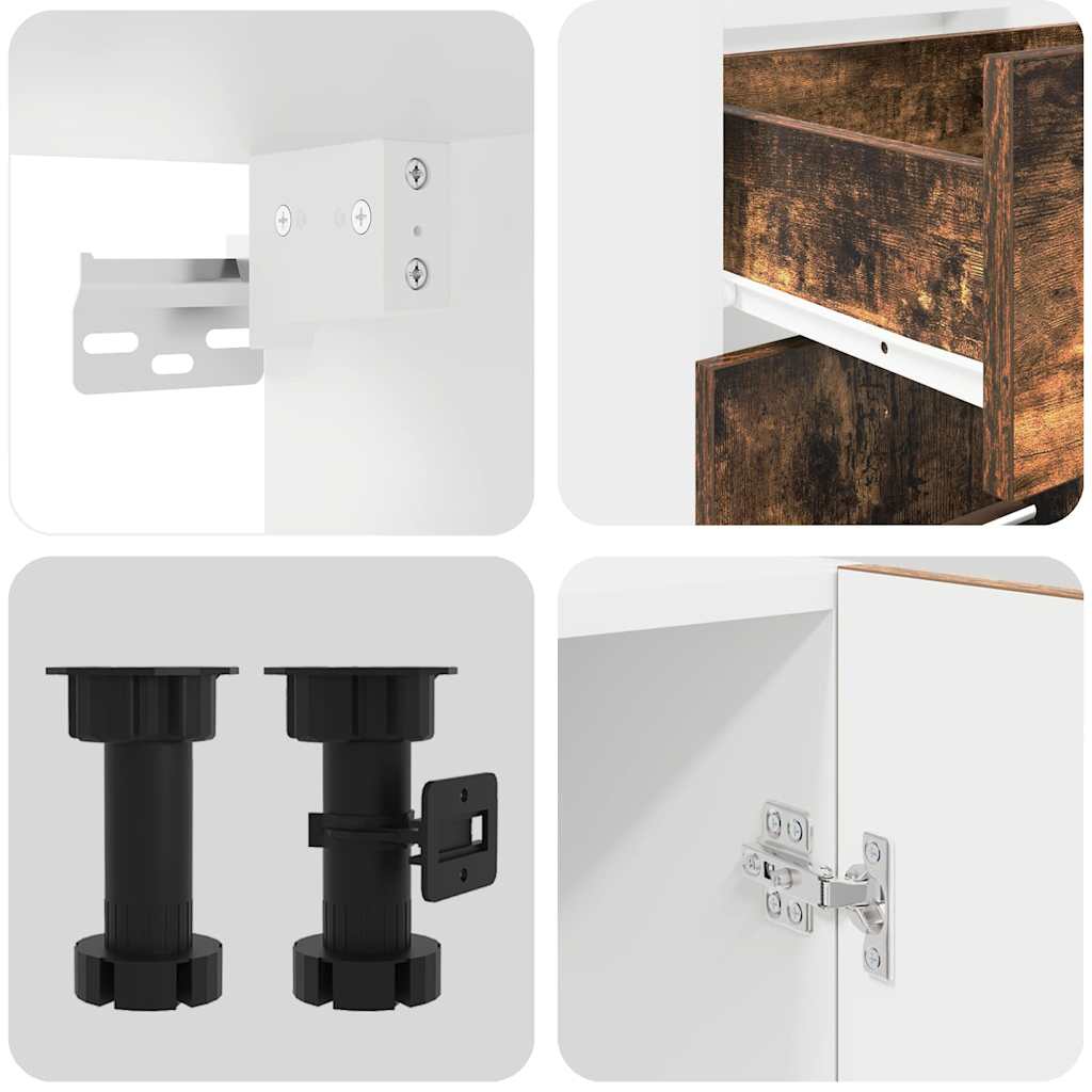 vidaXL Σετ ντουλαπιών κουζίνας με συρτάρι Lyon 8 pcs Καπνιστή δρυς