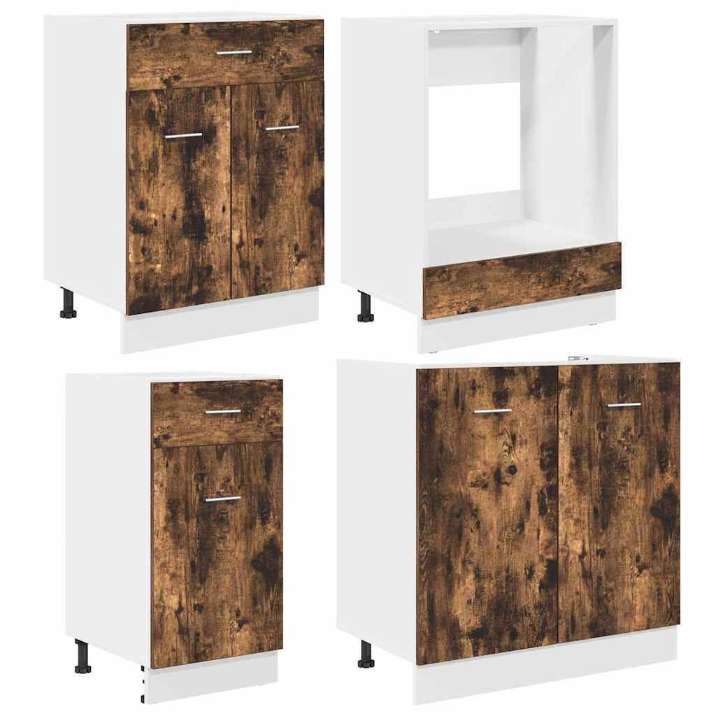 vidaXL Σετ ντουλαπιών κουζίνας με συρτάρι Lyon 8 pcs Καπνιστή δρυς