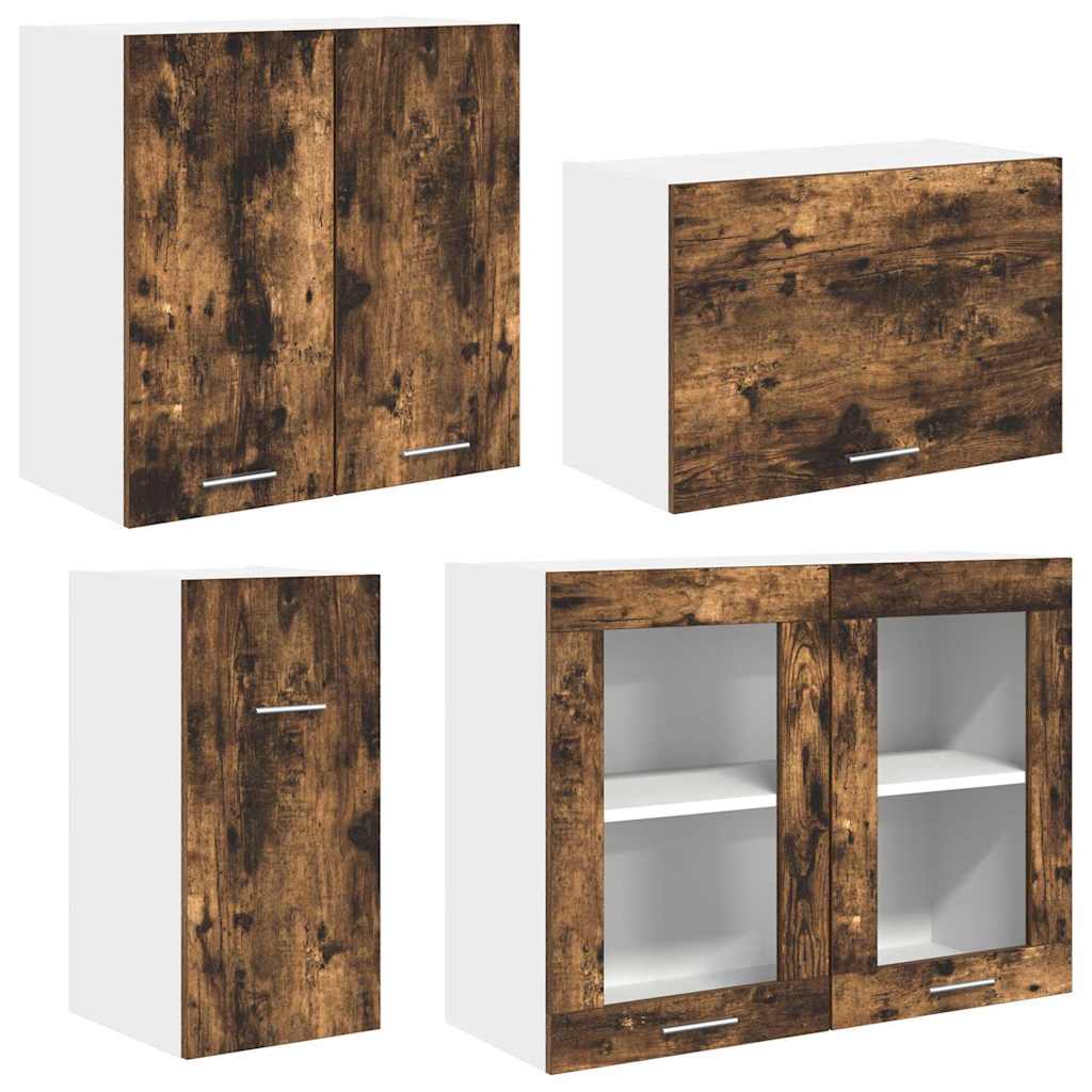 vidaXL Σετ ντουλαπιών κουζίνας με συρτάρι Lyon 8 pcs Καπνιστή δρυς