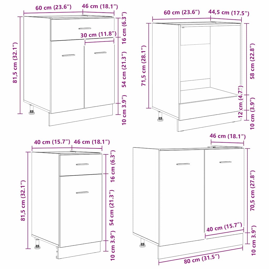vidaXL Σετ ντουλαπιών κουζίνας με συρτάρι Lyon 8 pcs Καπνιστή δρυς