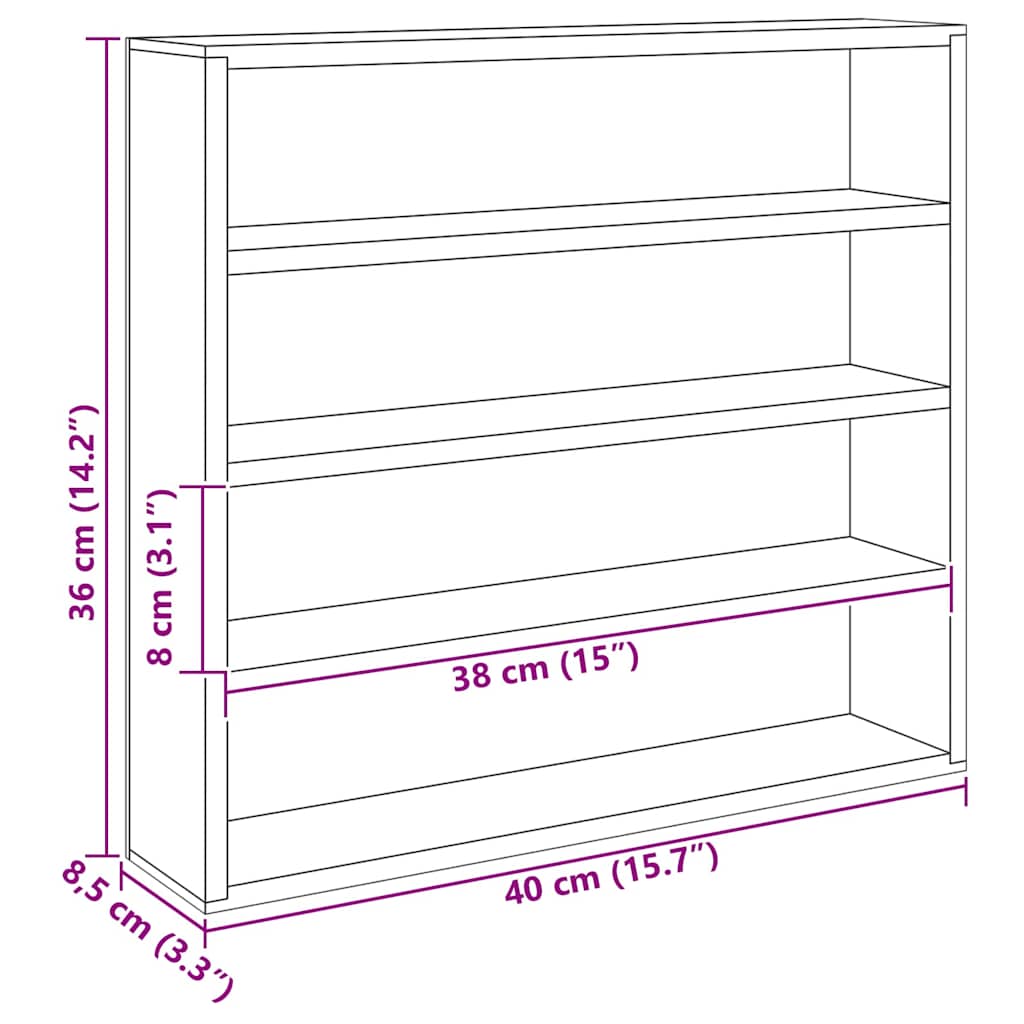 vidaXL Ξύλινη βιτρίνα συλλεκτών Καφέ 40 x 8.5 x 37 εκ. Κόντρα πλακέ