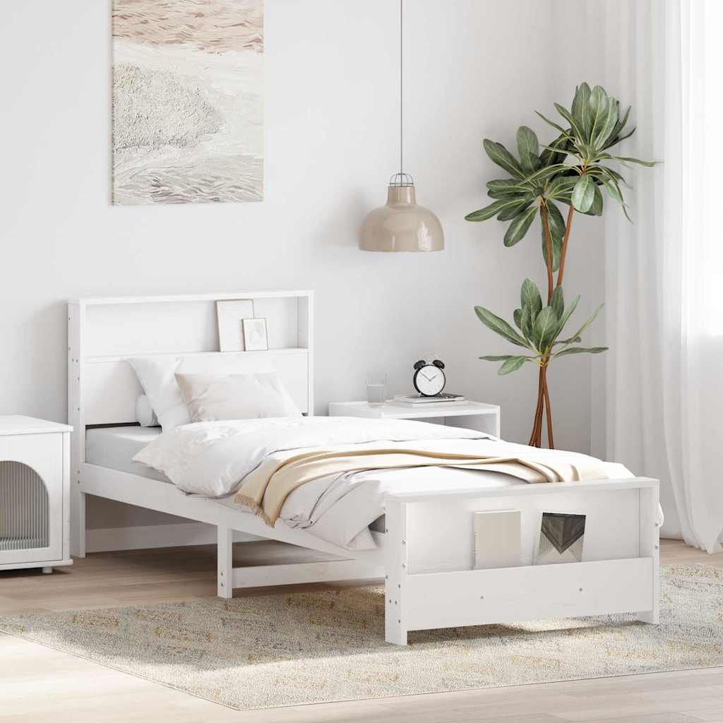 vidaXL Σκελετός Κρεβατιού Λευκό 90 x 200 cm Επεξεργασμένο ξύλο