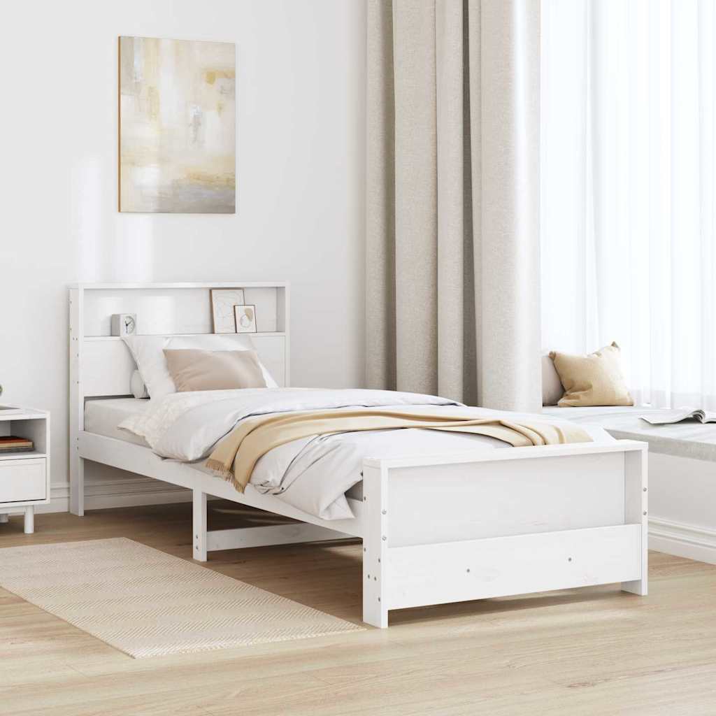 vidaXL Σκελετός Κρεβατιού Λευκό 90 x 200 cm Επεξεργασμένο ξύλο