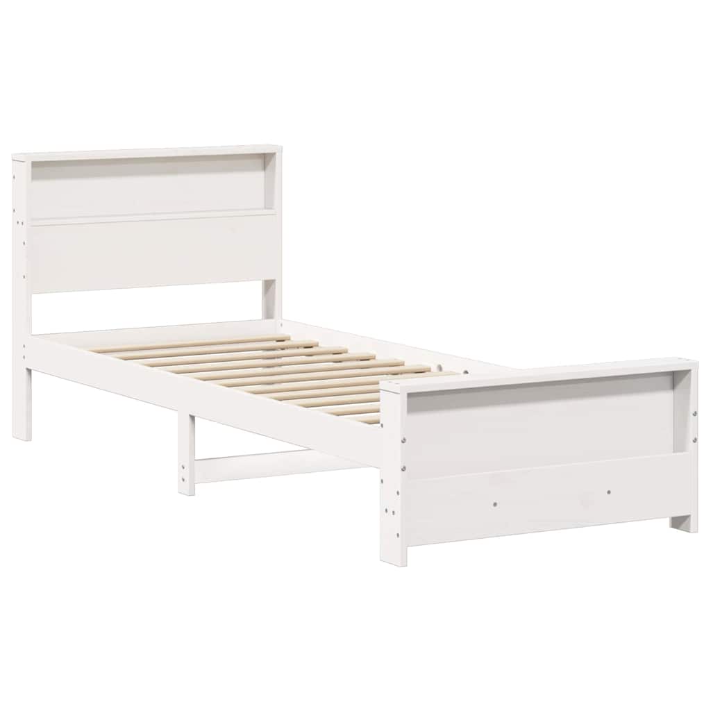 vidaXL Σκελετός Κρεβατιού Λευκό 90 x 200 cm Επεξεργασμένο ξύλο