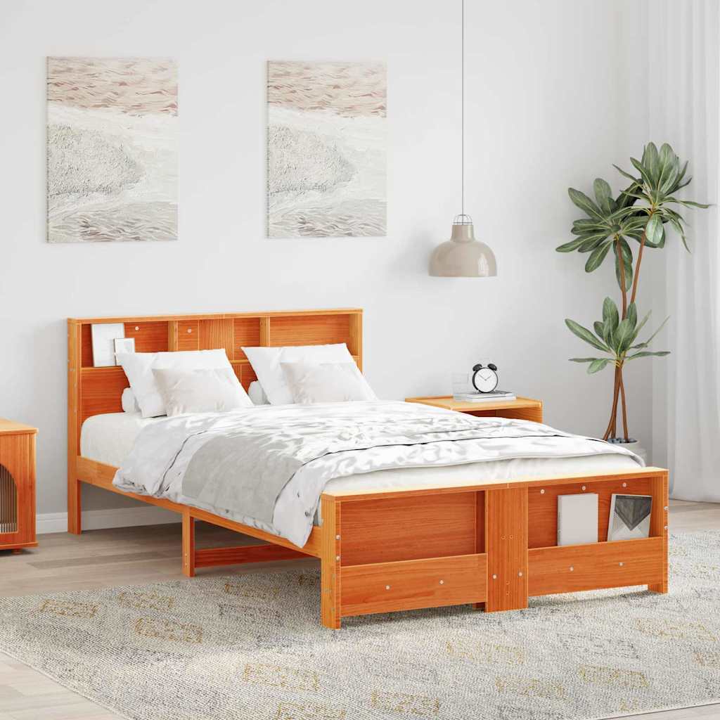 vidaXL Σκελετός Κρεβατιού Κερωτό καφέ 140 x 190 cm Επεξεργασμένο ξύλο