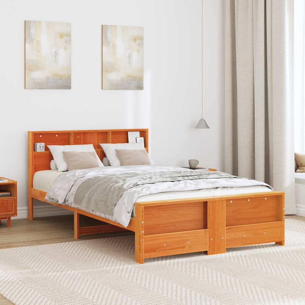 vidaXL Σκελετός Κρεβατιού Κερωτό καφέ 140 x 190 cm Επεξεργασμένο ξύλο