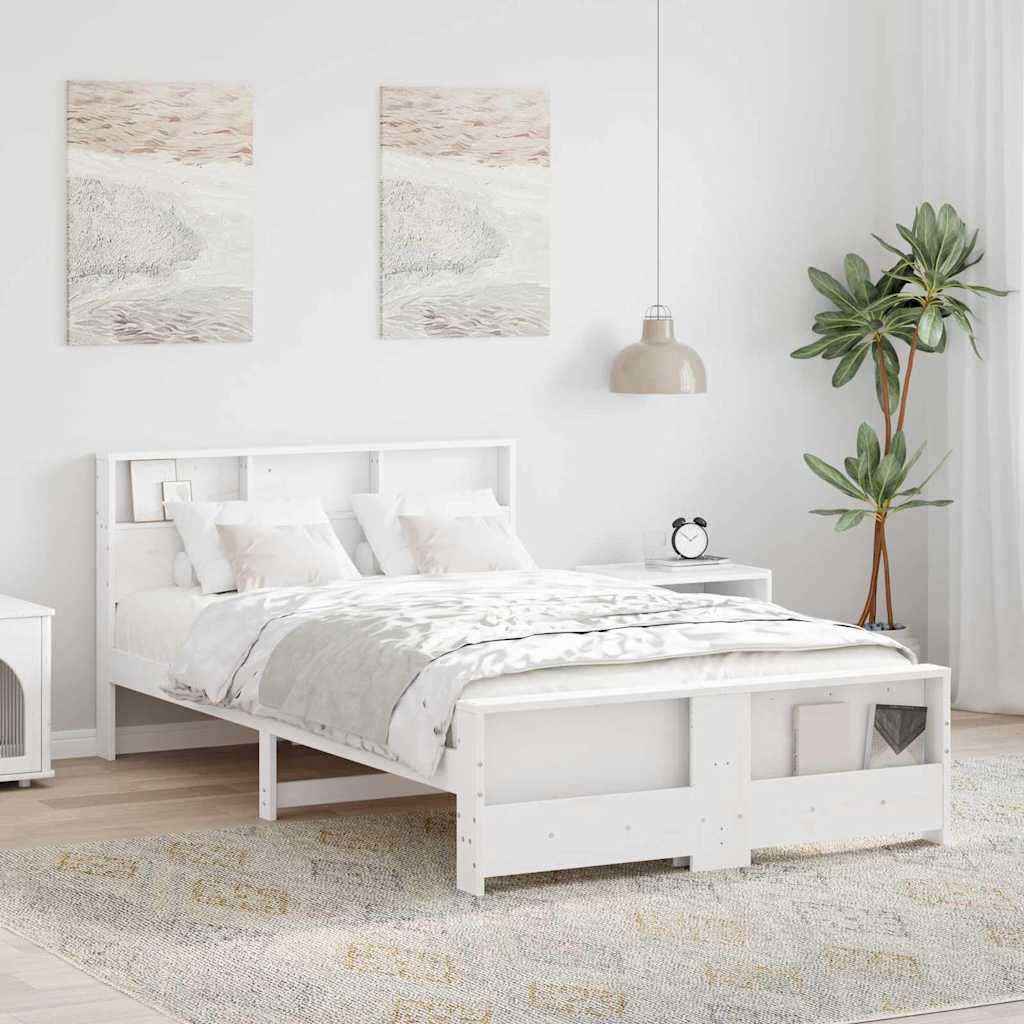 vidaXL Σκελετός Κρεβατιού Λευκό 135 x 190 cm Επεξεργασμένο ξύλο