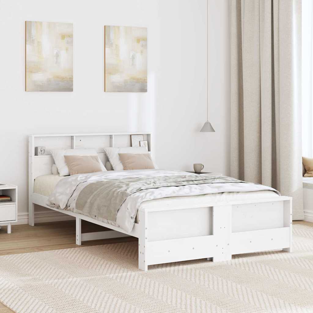vidaXL Σκελετός Κρεβατιού Λευκό 135 x 190 cm Επεξεργασμένο ξύλο