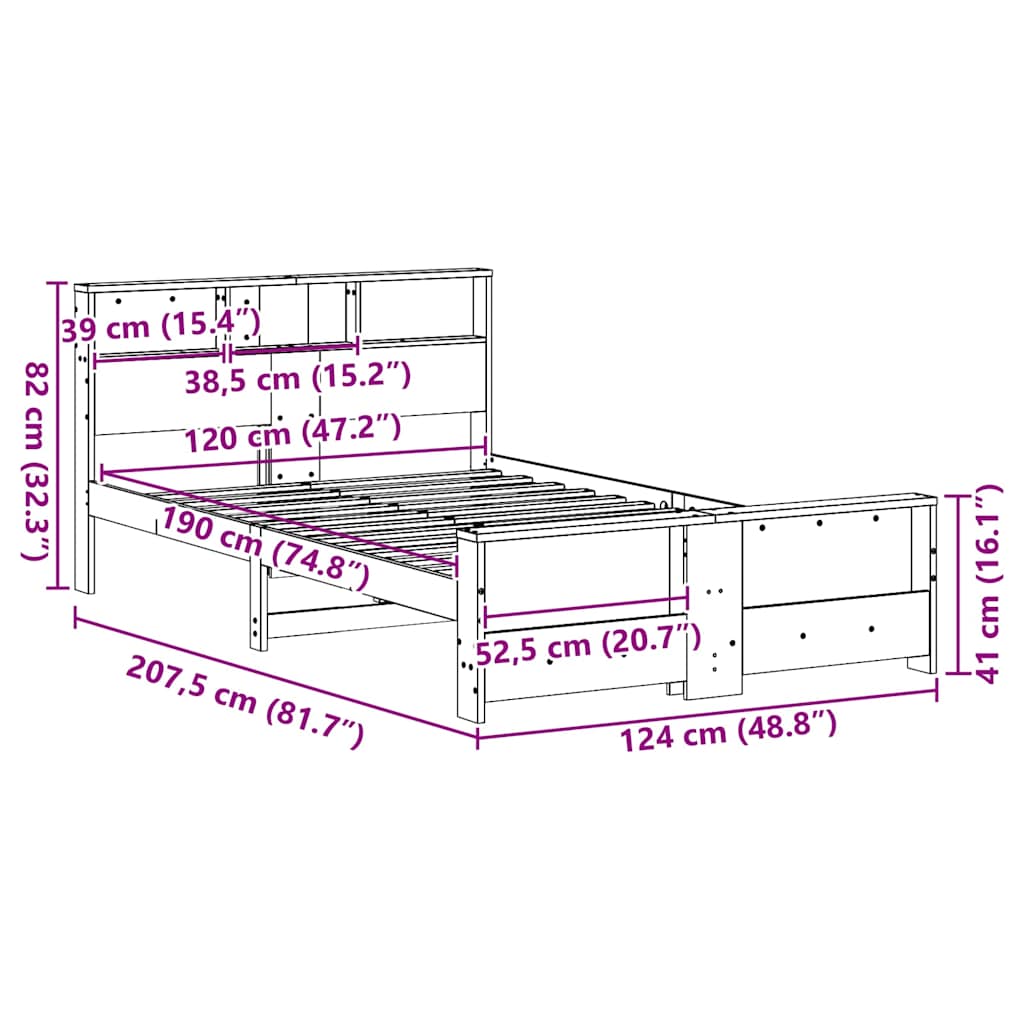vidaXL Σκελετός Κρεβατιού Καφέ 120 x 190 cm Επεξεργασμένο ξύλο