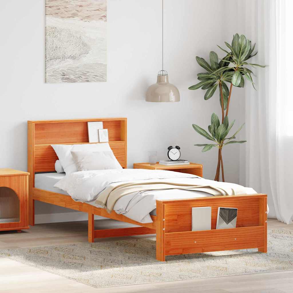 vidaXL Σκελετός Κρεβατιού Κερωτό καφέ 75 x 190 cm Επεξεργασμένο ξύλο