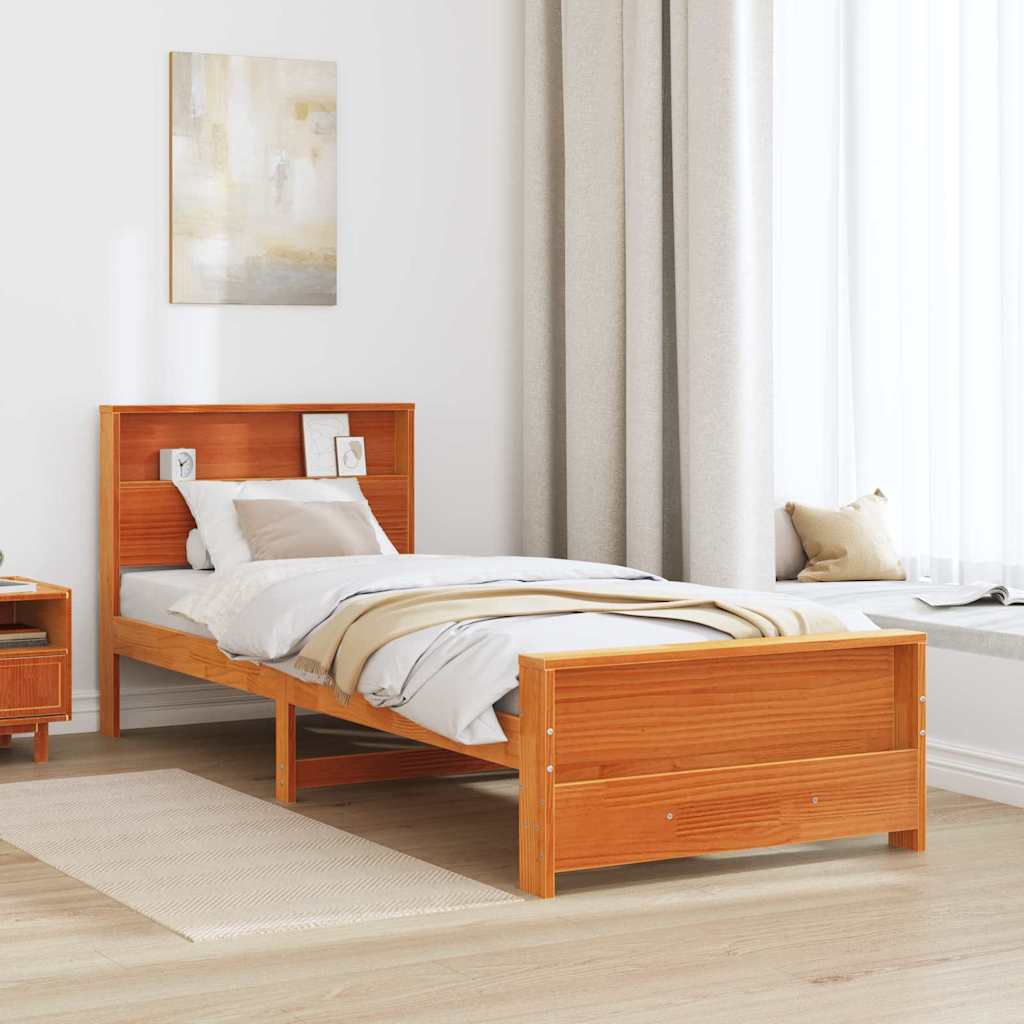 vidaXL Σκελετός Κρεβατιού Κερωτό καφέ 75 x 190 cm Επεξεργασμένο ξύλο