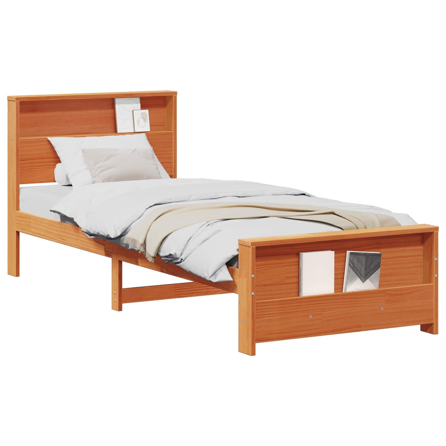 vidaXL Σκελετός Κρεβατιού Κερωτό καφέ 75 x 190 cm Επεξεργασμένο ξύλο