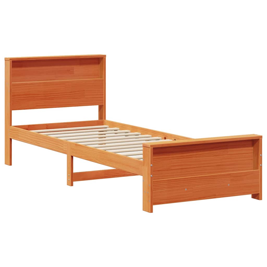 vidaXL Σκελετός Κρεβατιού Κερωτό καφέ 75 x 190 cm Επεξεργασμένο ξύλο