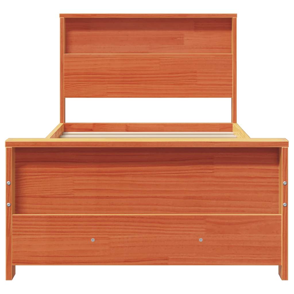 vidaXL Σκελετός Κρεβατιού Κερωτό καφέ 75 x 190 cm Επεξεργασμένο ξύλο