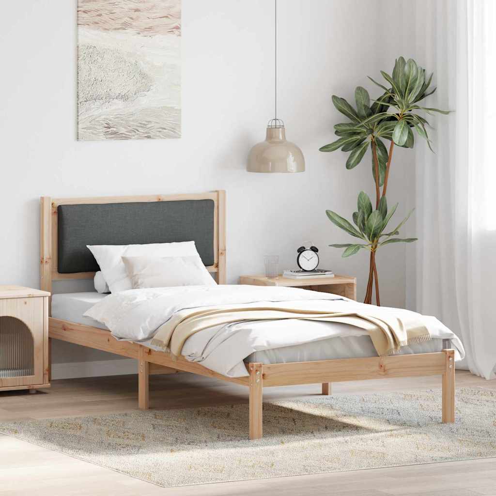 vidaXL Σκελετός Κρεβατιού Σκούρο Γκρι 90 x 200 cm Στερεά ξυλεία πεύκου