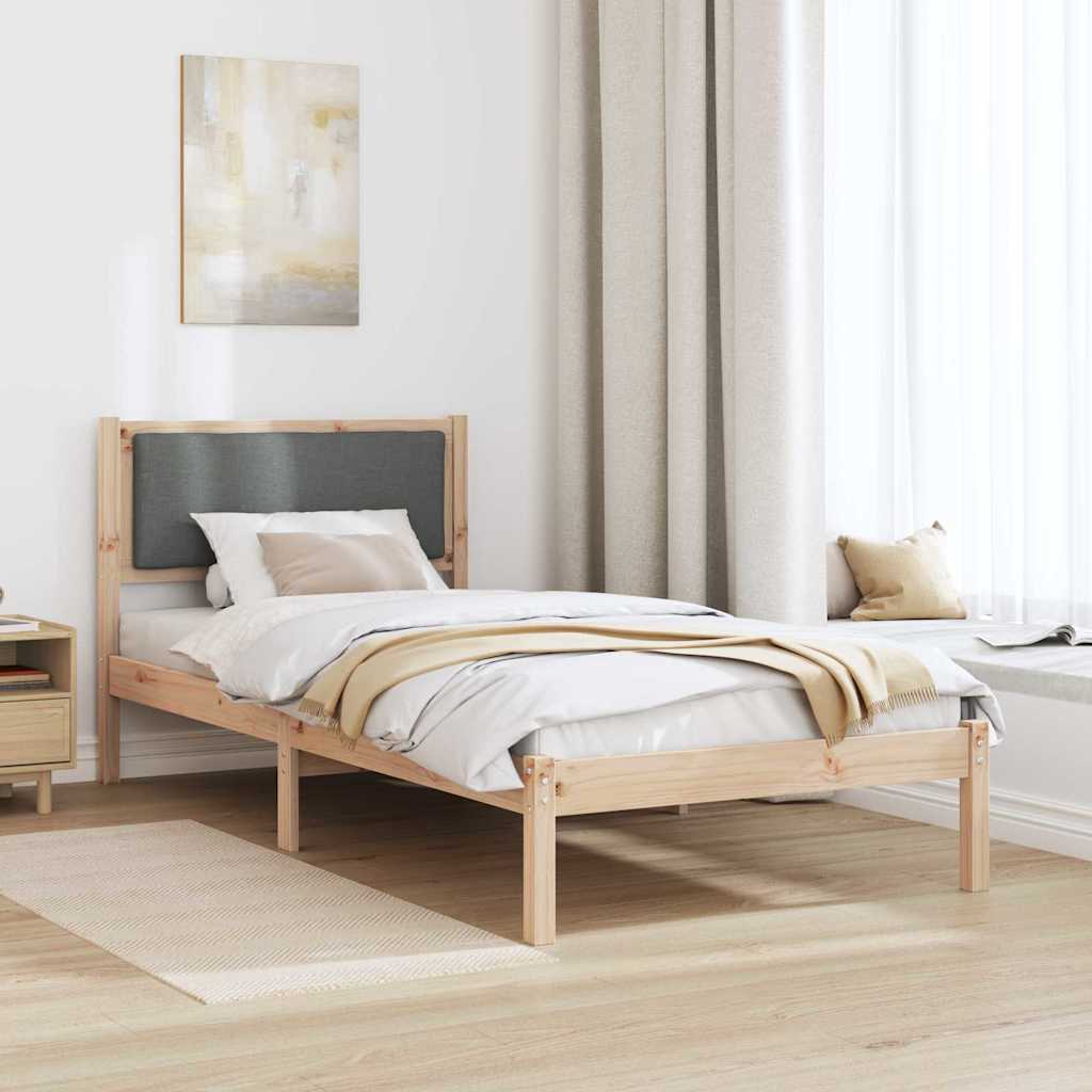vidaXL Σκελετός Κρεβατιού Σκούρο Γκρι 90 x 200 cm Στερεά ξυλεία πεύκου