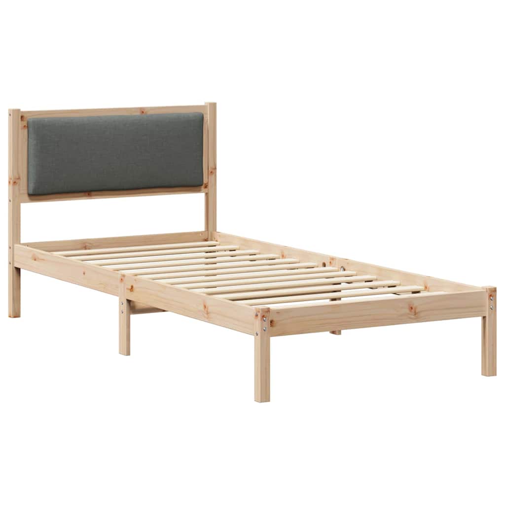 vidaXL Σκελετός Κρεβατιού Σκούρο Γκρι 90 x 200 cm Στερεά ξυλεία πεύκου