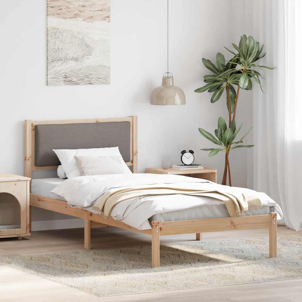 vidaXL Σκελετός Κρεβατιού Taupe 90 x 190 cm Στερεά ξυλεία πεύκου