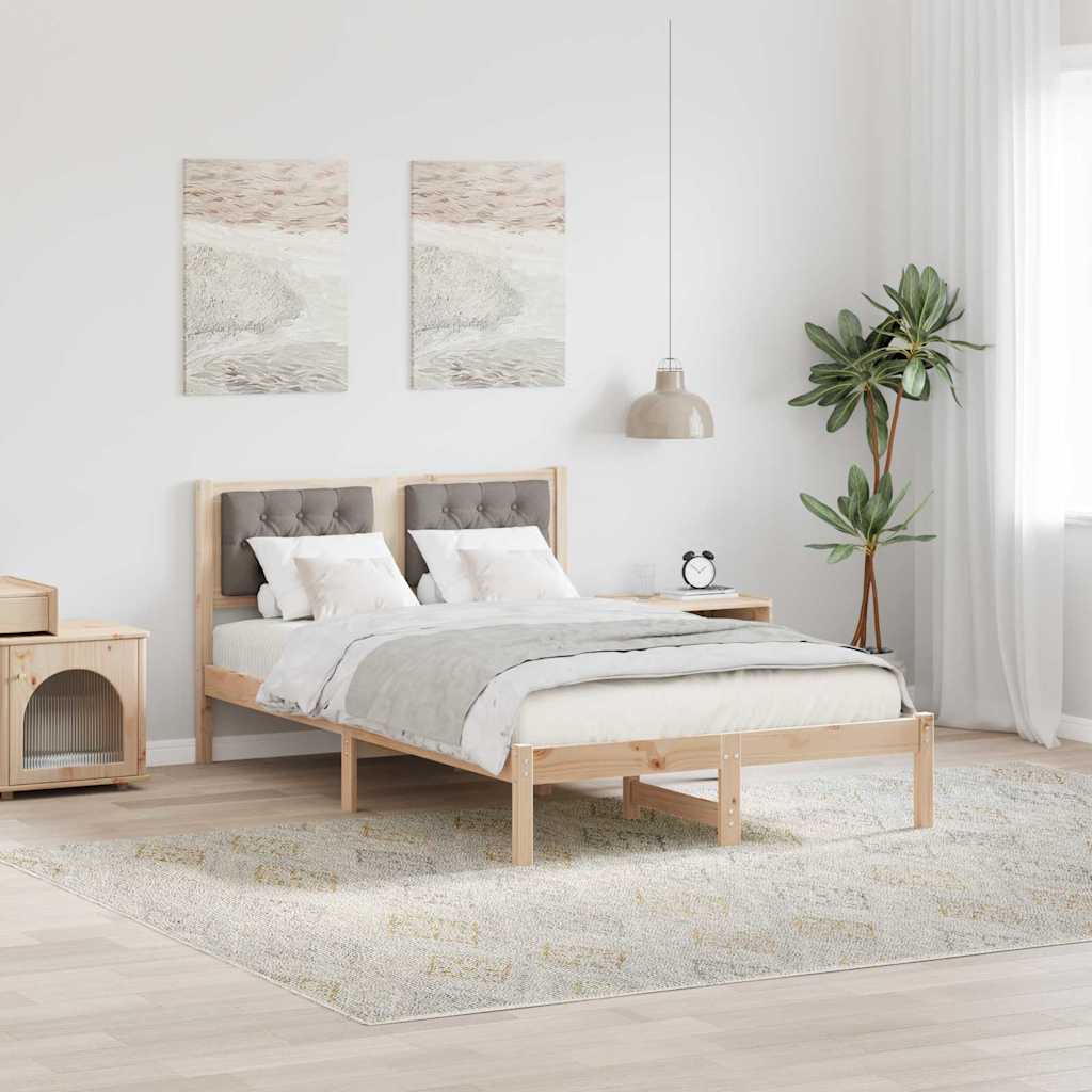 vidaXL Σκελετός Κρεβατιού Taupe 135 x 190 cm Στερεά ξυλεία πεύκου