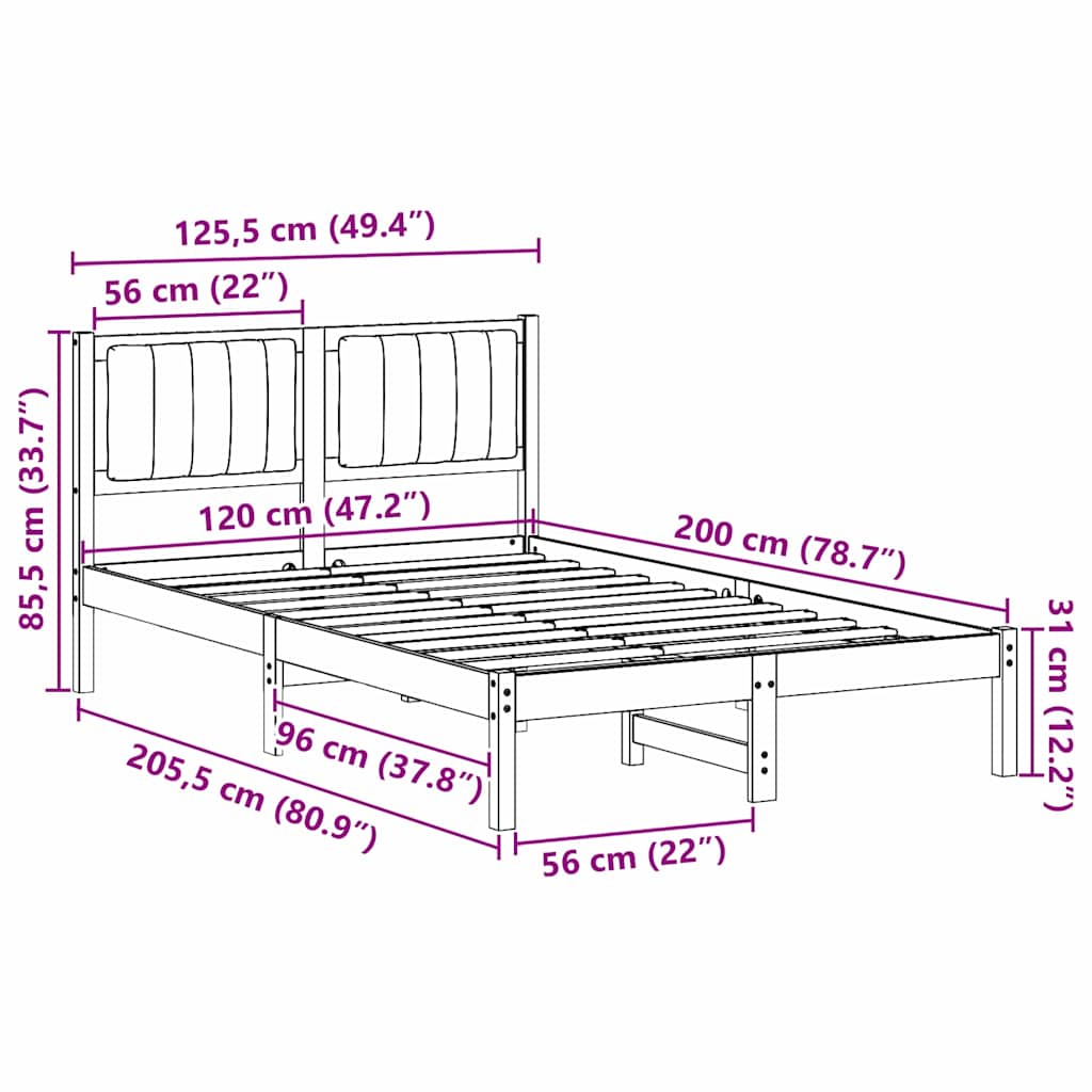 vidaXL Σκελετός Κρεβατιού με Επενδεδυμένο Κεφαλάρι Ανοιχτό γκρι