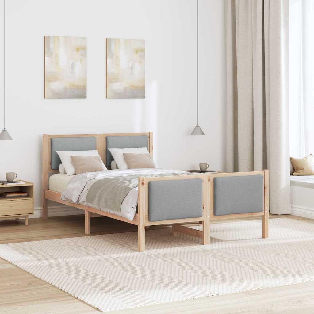 vidaXL Σκελετός Κρεβατιού με κεφαλάρι Ανοιχτό γκρι 120 x 200 cm ύφασμα