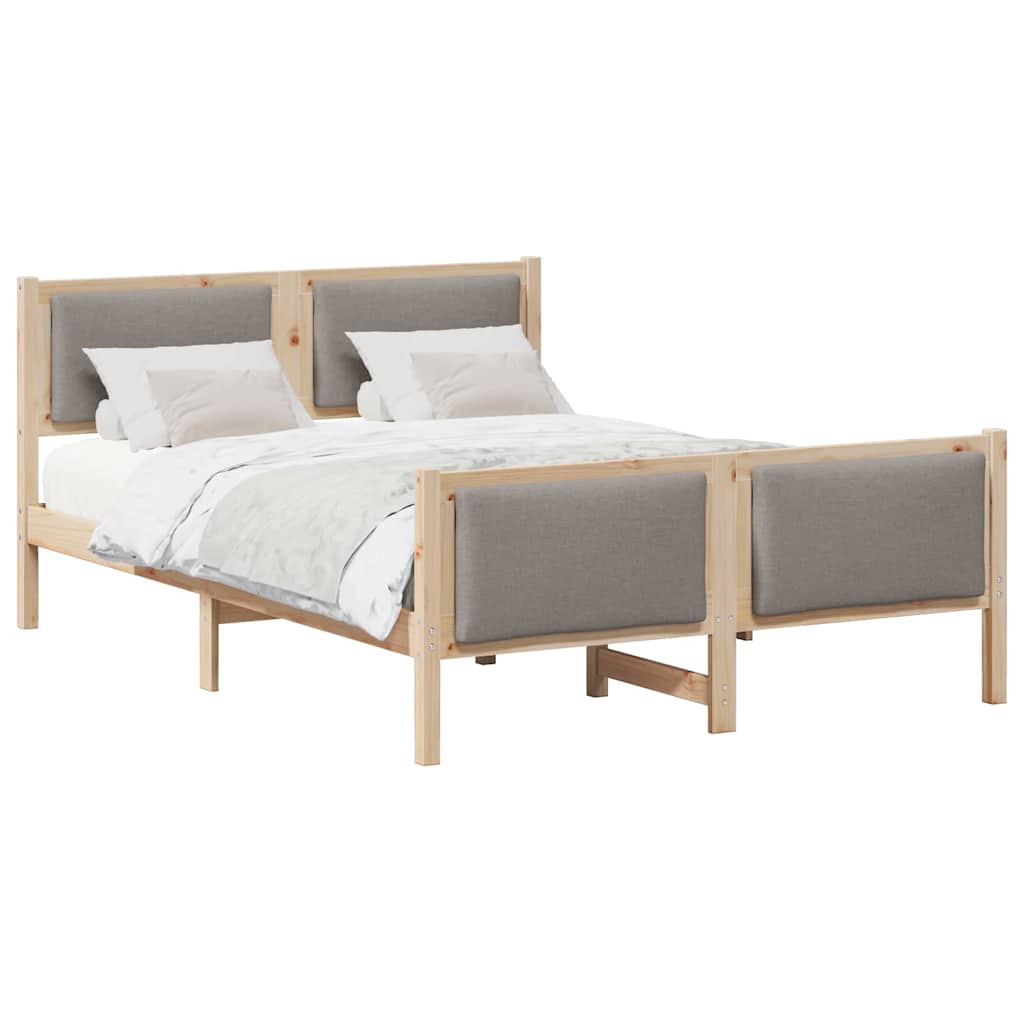 vidaXL Σκελετός Κρεβατιού με κεφαλάρι Taupe 140 x 190 cm ύφασμα