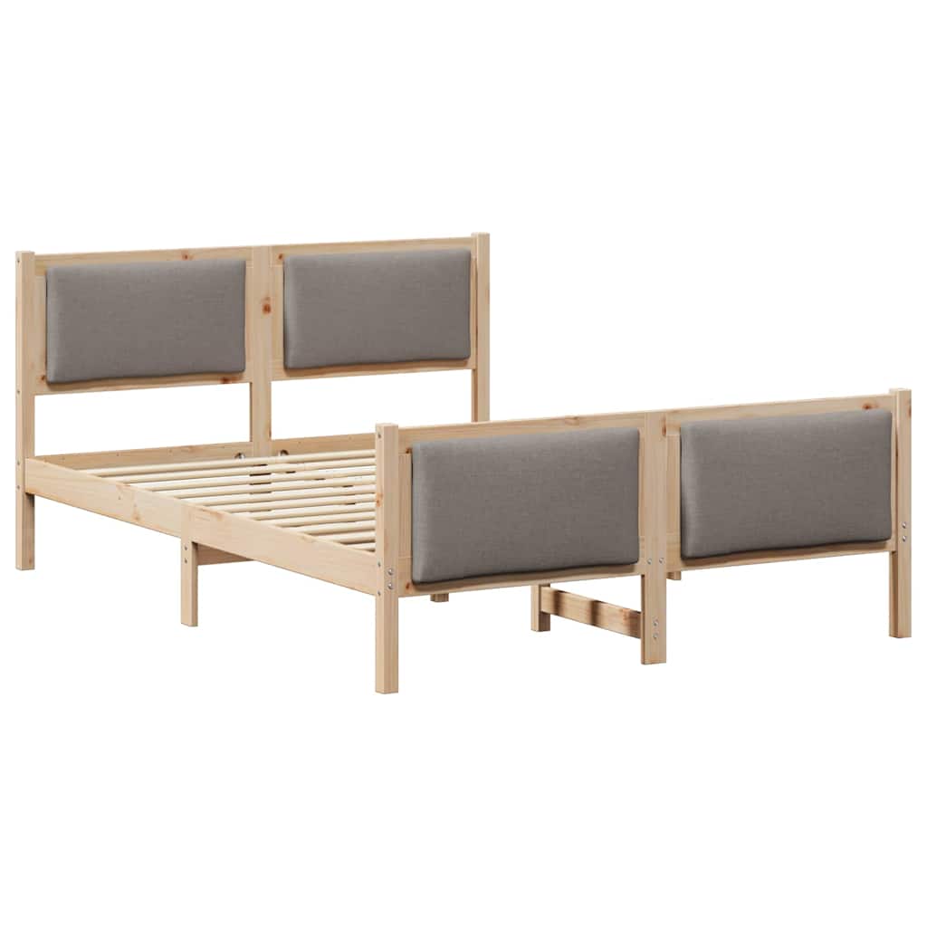 vidaXL Σκελετός Κρεβατιού με κεφαλάρι Taupe 135 x 190 cm ύφασμα