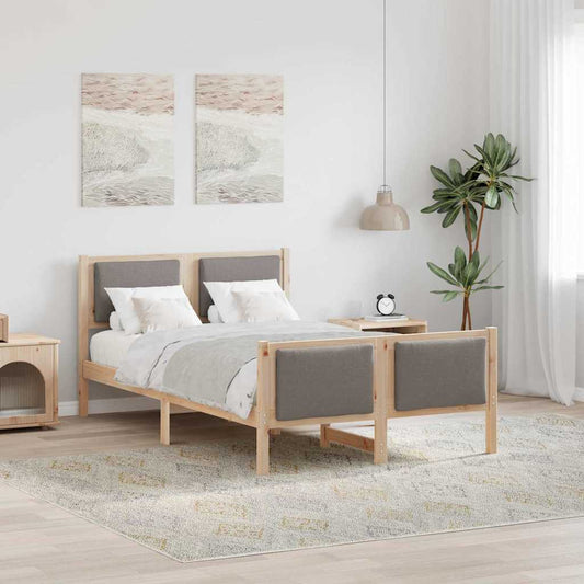 vidaXL Σκελετός Κρεβατιού με κεφαλάρι Taupe 120 x 190 cm ύφασμα