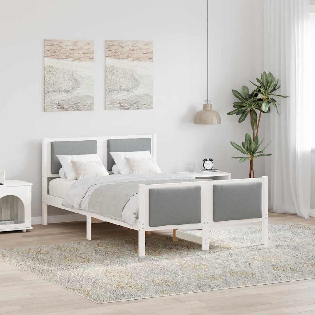 vidaXL Σκελετός Κρεβατιού με κεφαλάρι Ανοιχτό γκρι 120 x 190 cm ύφασμα