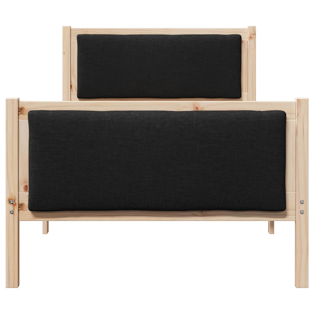 vidaXL Σκελετός Κρεβατιού με κεφαλάρι Μαύρο 90 x 190 cm ύφασμα