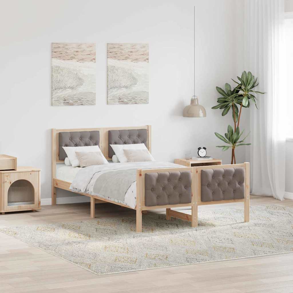 vidaXL Σκελετός Κρεβατιού Taupe 135 x 190 cm Στερεά ξυλεία πεύκου