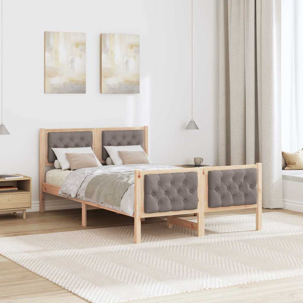 vidaXL Σκελετός Κρεβατιού Taupe 135 x 190 cm Στερεά ξυλεία πεύκου