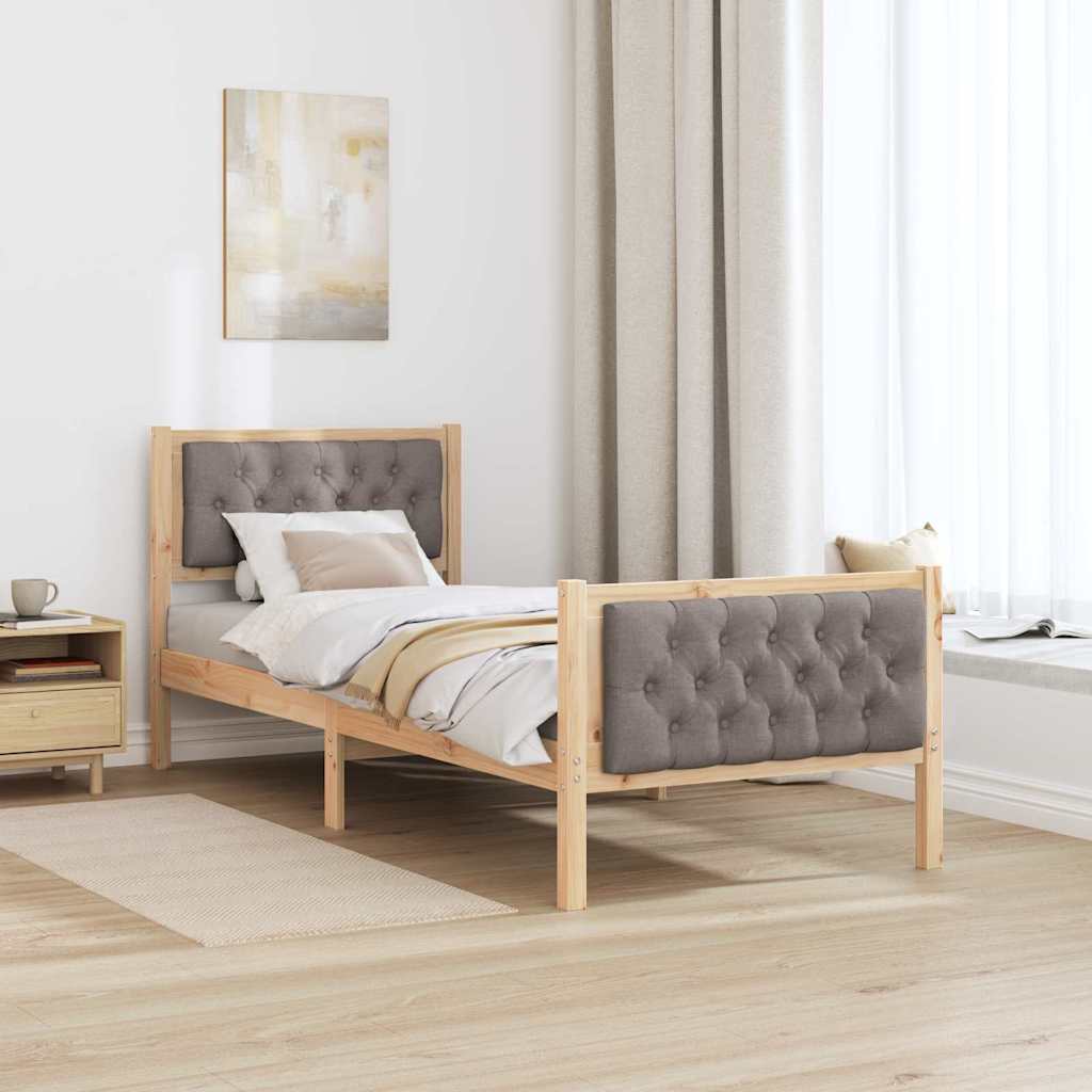 vidaXL Σκελετός Κρεβατιού Taupe 75 x 190 cm Στερεά ξυλεία πεύκου