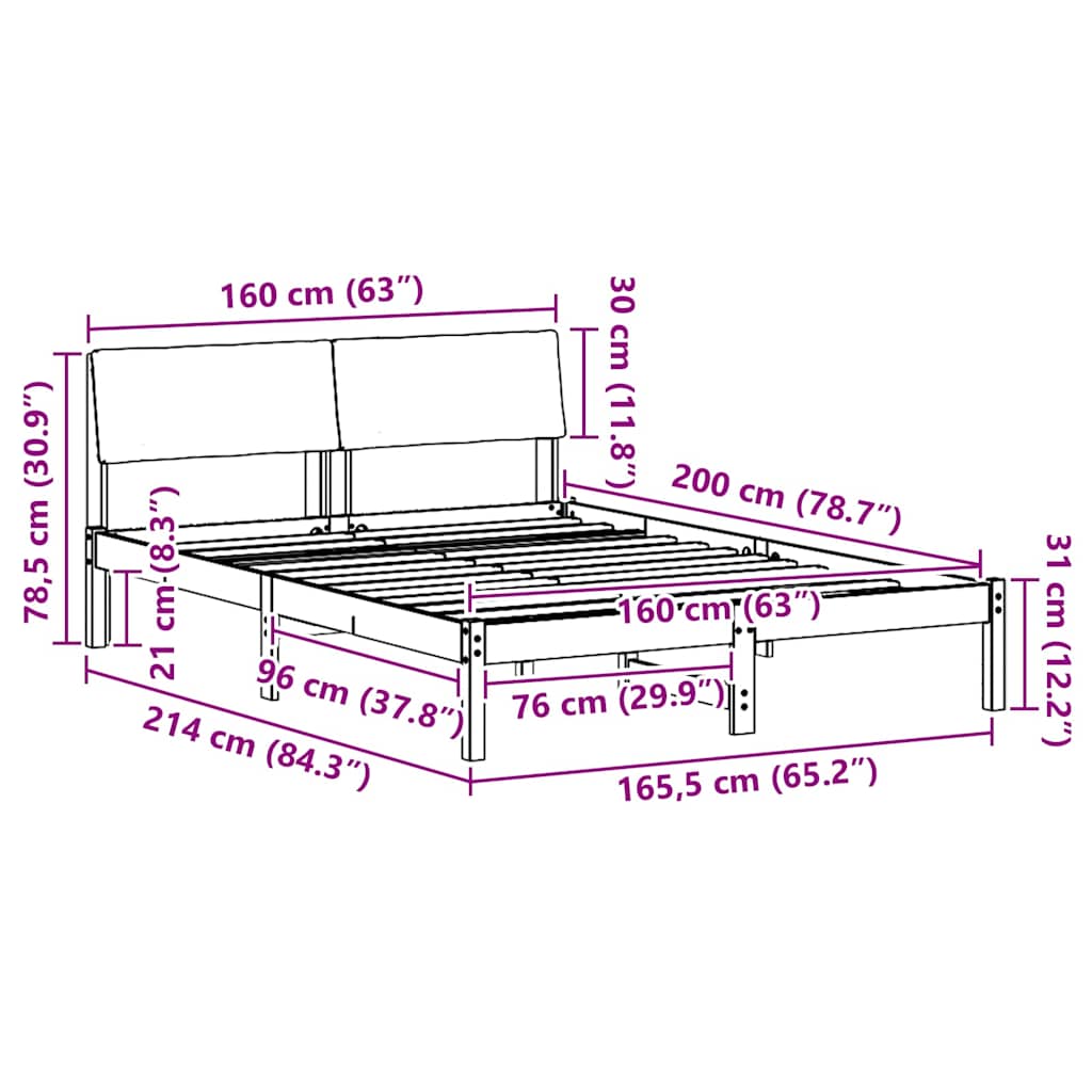vidaXL Σκελετός Κρεβατιού Λευκό και ανοιχτό γκρι 160 x 200 cm